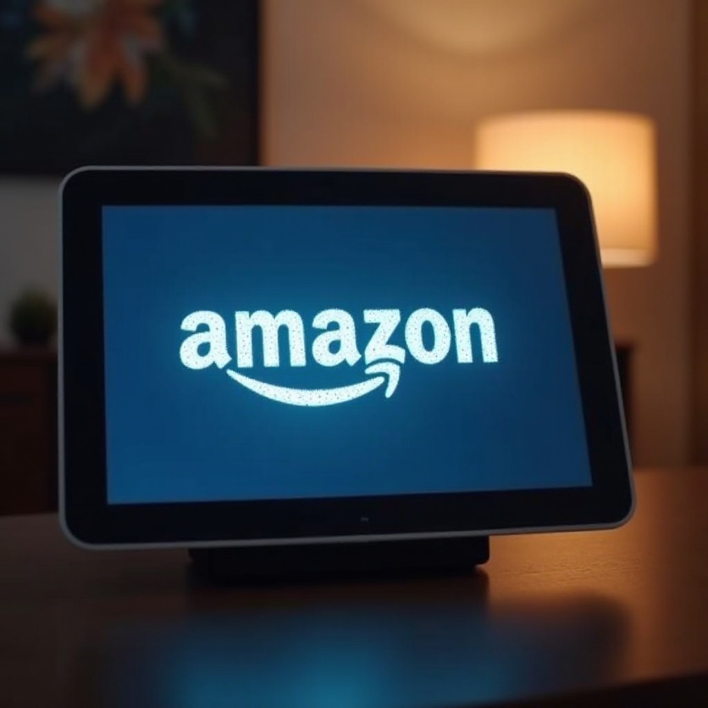Echo Show mostrando apenas o logotipo da Amazon